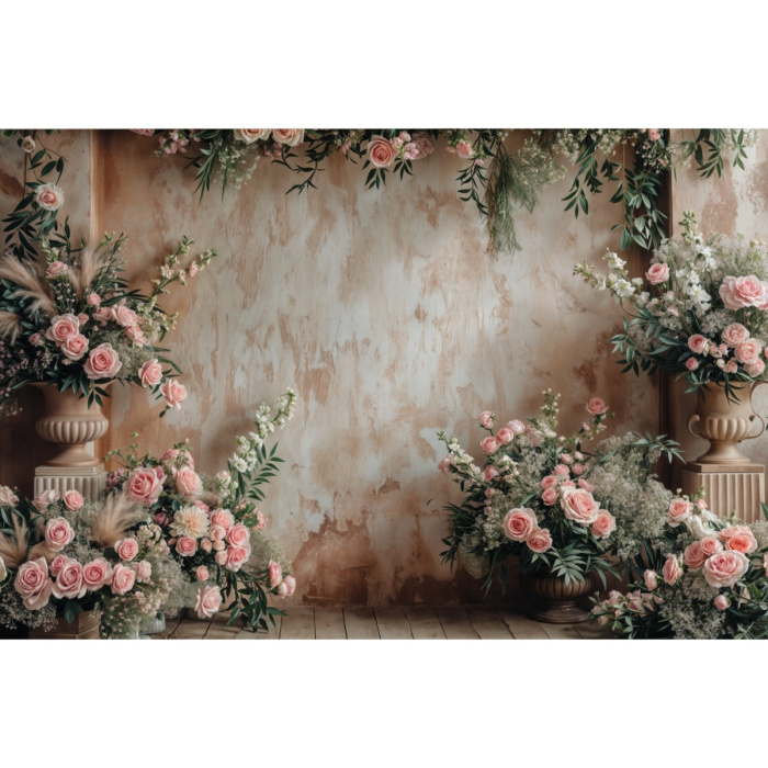 Fabric Photography Background Valentine's Day with Flowers / Backdrop 6025