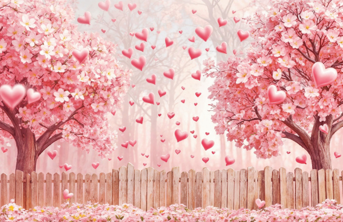 Fabric Photography Background Valentine's Day Romantic Garden / Backdrop 6046