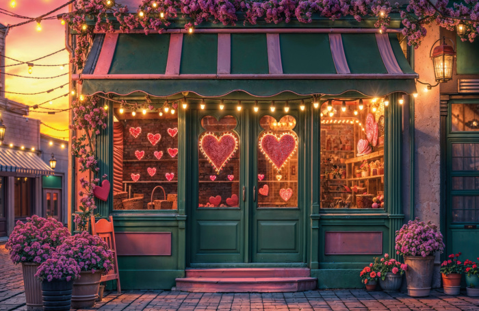 Fabric Photography Background Valentine's Day Gift Shop / Backdrop 6059