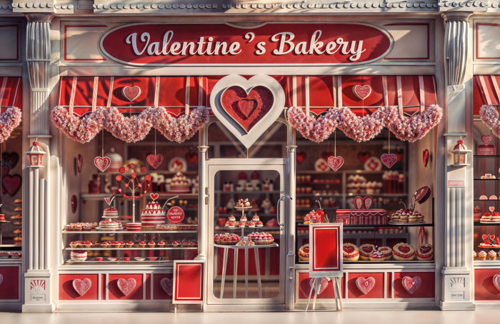 Fabric Photography Background Valentine's Day Sweet Shop / Backdrop 6061