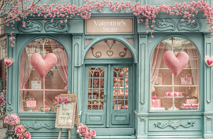 Fabric Photography Background Valentine's Day Gift Shop / Backdrop 6063