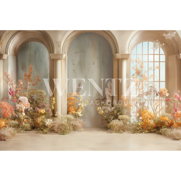 Fabric Photography Background Mother's Day Arches with Flowers / Backdrop 5832