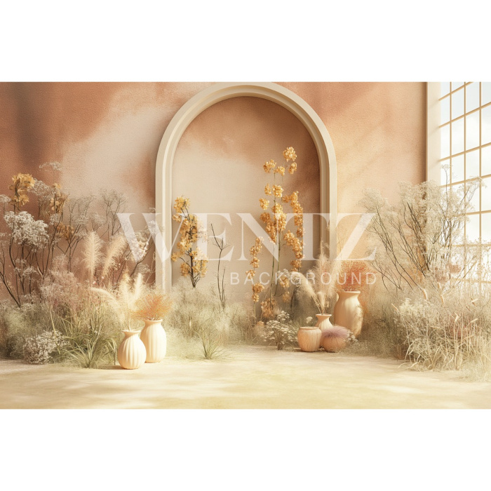 Fabric Photography Background Mother's Day Arch with Flowers / Backdrop 5833