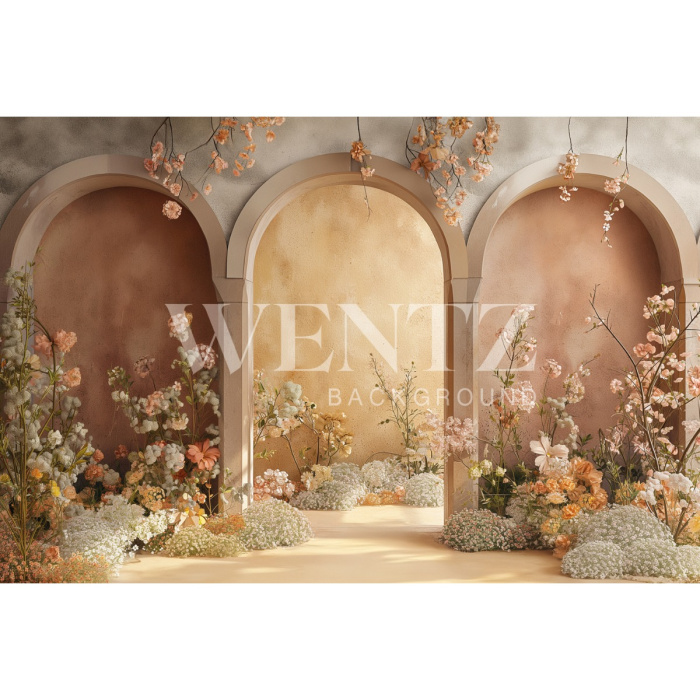 Fabric Photography Background Mother's Day Arches with Flowers / Backdrop 5823