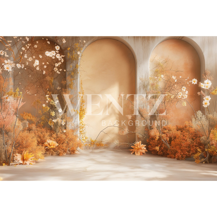 Fabric Photography Background Mother's Day Arches with Flowers / Backdrop 5831