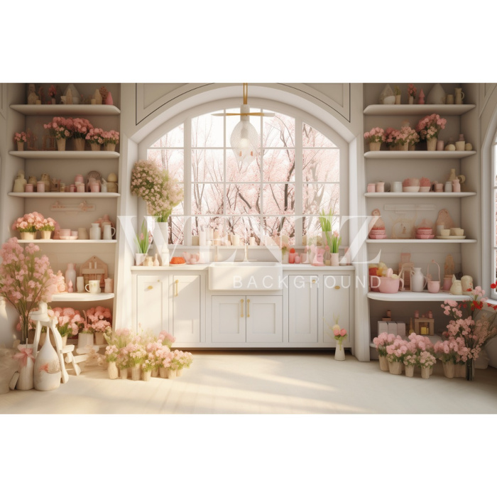 Fabric Photography Background Easter Kitchen / Backdrop 5497