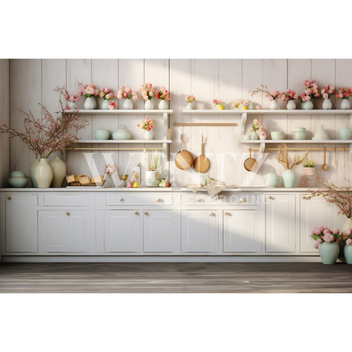 Fabric Photography Background Easter Kitchen / Backdrop 5498