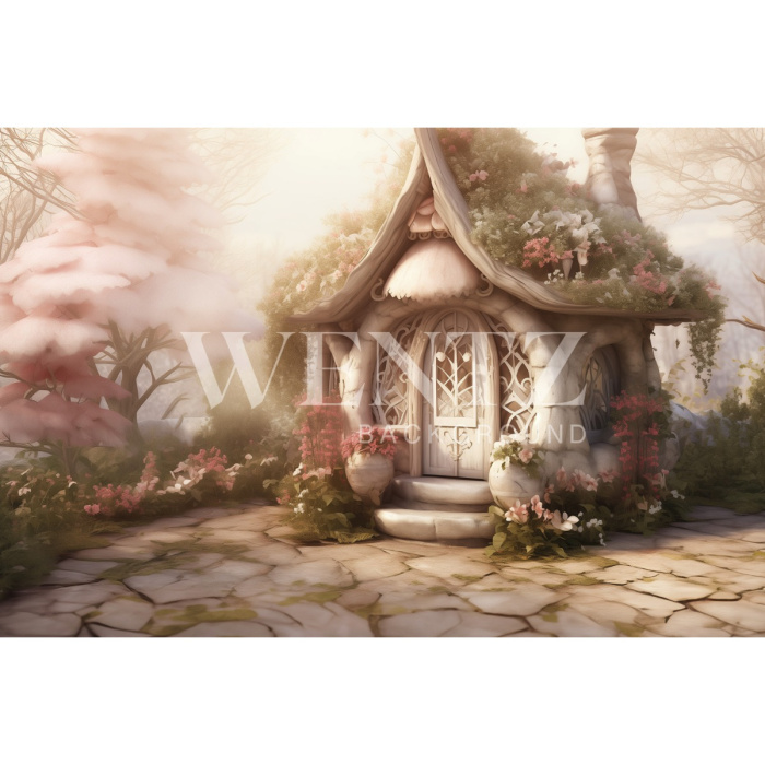 Fabric Photography Background Easter House / Backdrop 5585