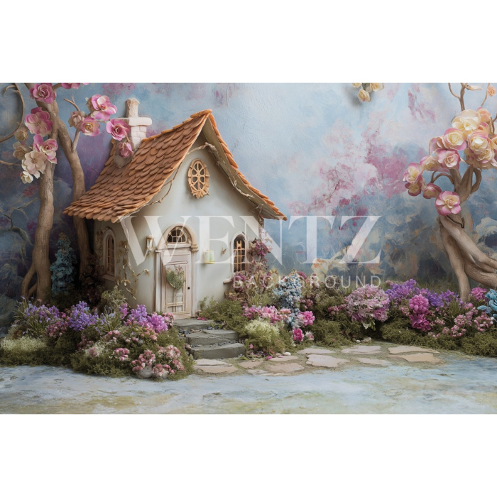Fabric Photography Background Easter House / Backdrop 5587