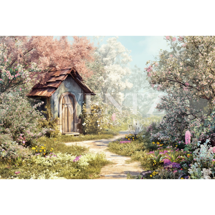 Fabric Photography Background Easter House / Backdrop 5591