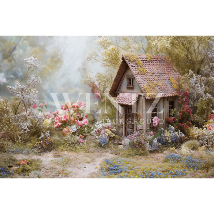 Fabric Photography Background Easter House / Backdrop 5574