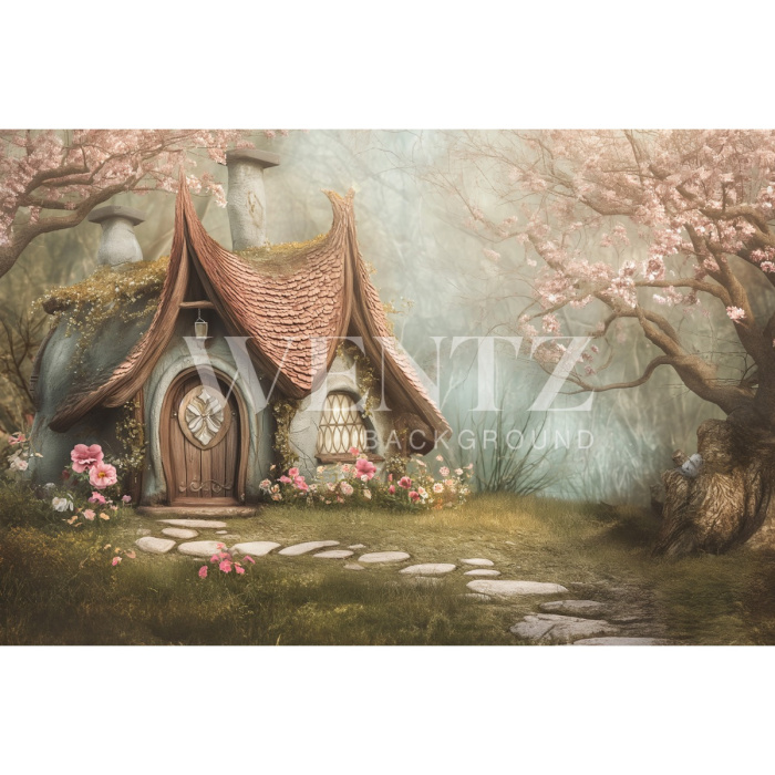 Fabric Photography Background Easter House / Backdrop 5578