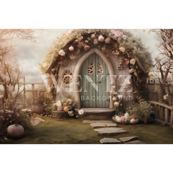 Fabric Photography Background Easter House / Backdrop 5581