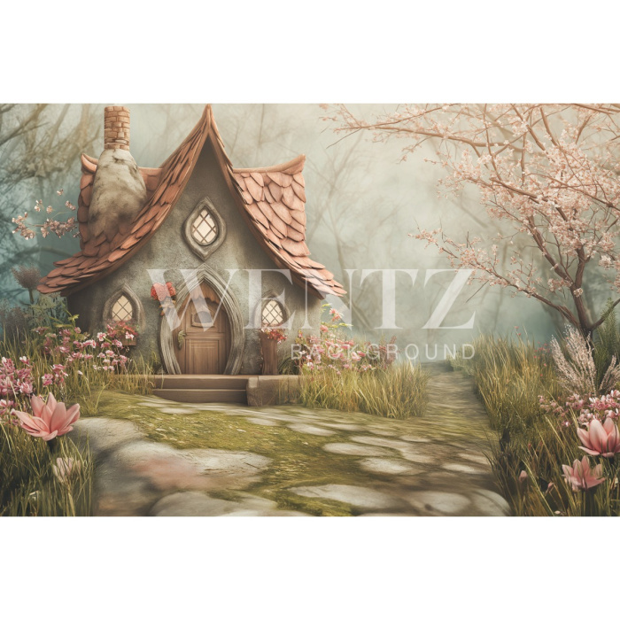 Fabric Photography Background Easter House / Backdrop 5582