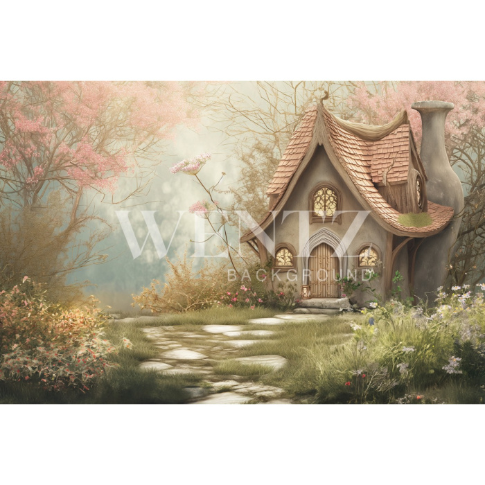 Fabric Photography Background Easter House / Backdrop 5583