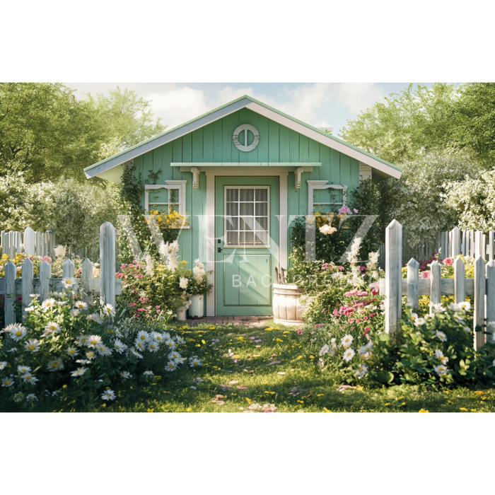 Fabric Photography Background Easter House / Backdrop 5597