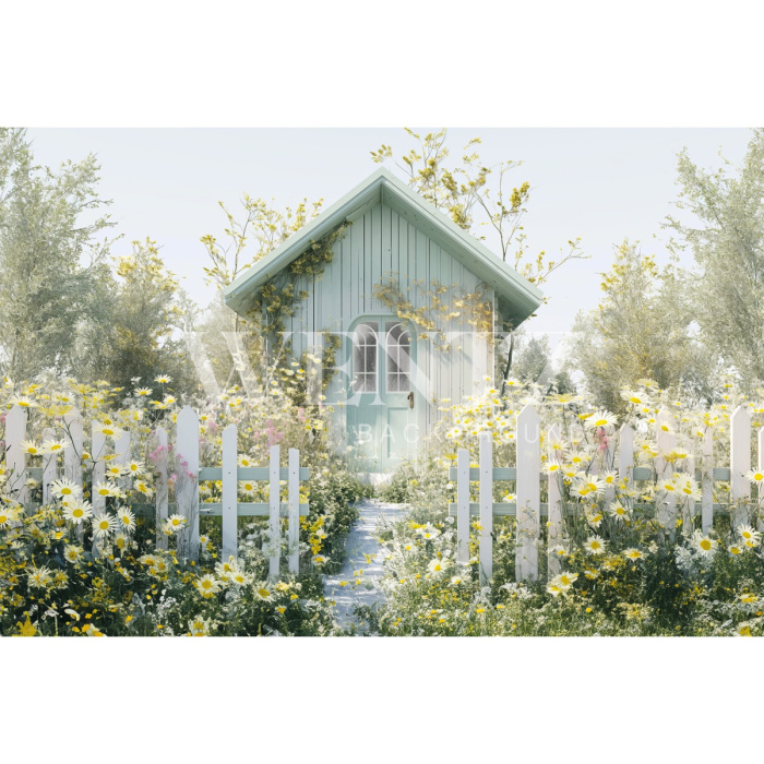 Fabric Photography Background Easter House / Backdrop 5598