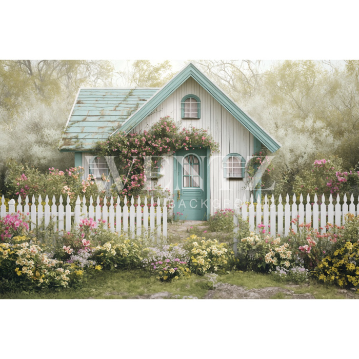 Fabric Photography Background Easter House / Backdrop 5602