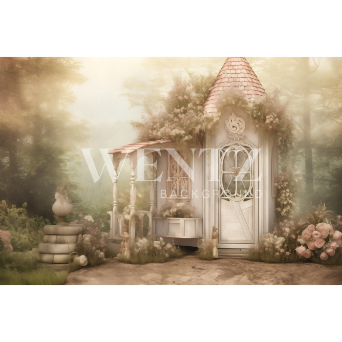 Fabric Photography Background Easter House / Backdrop 5625