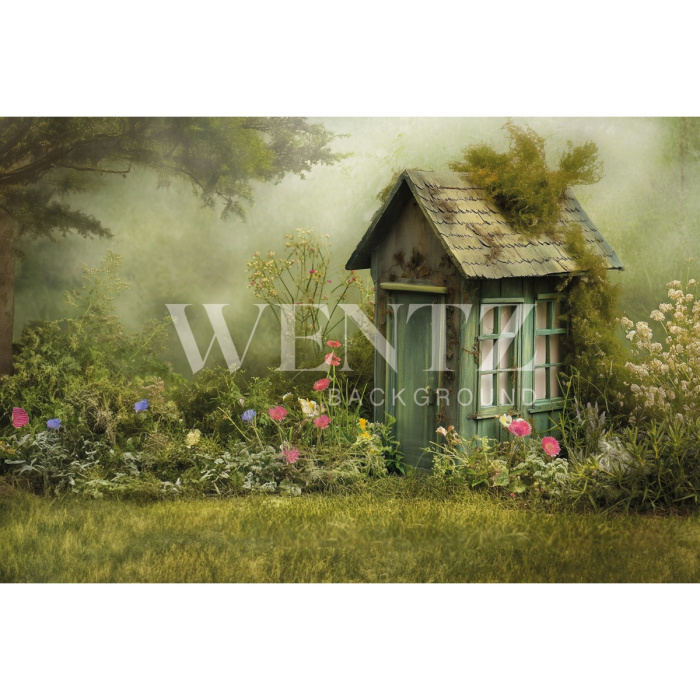 Fabric Photography Background Easter House / Backdrop 5647