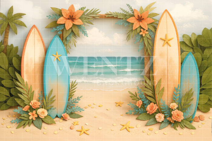 Fabric Photography Background Summer Beach / Backdrop 7880