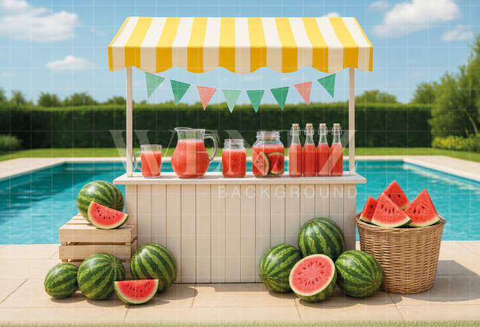 Fabric Photography Background Summer Watermelons Stand / Backdrop 7914