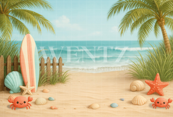 Fabric Photography Background Summer Beach / Backdrop 7916