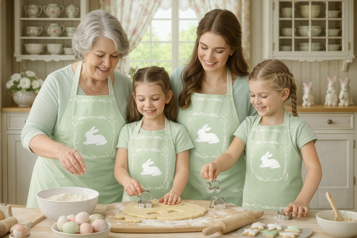 Kit 4 Family Aprons Easter / AW64