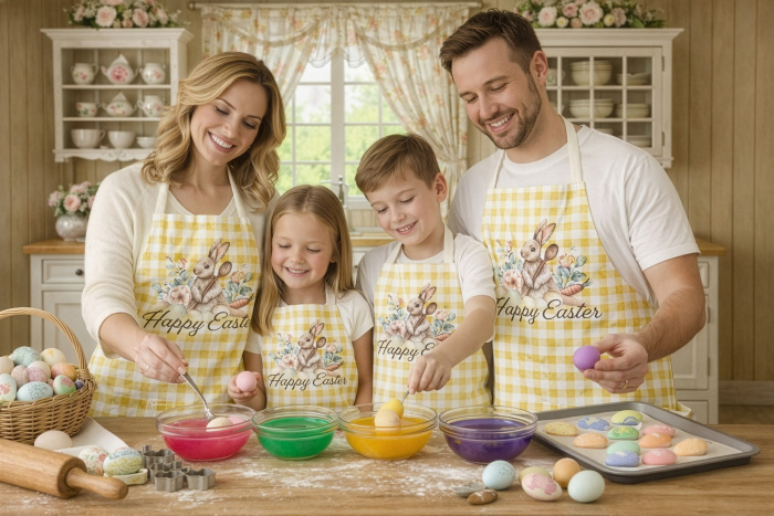 Kit 4 Family Aprons Easter / AW59