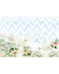 Photography Background in Fabric Chevron with Flowers / Backdrop 1483