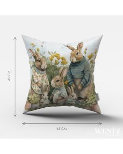 Pillow Case Easter Rabbit Family - 45 x 45 / WA58