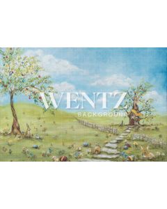 Photography Background in Fabric Easter Hand Painted / Backdrop 1710