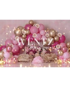 Photography Background in Fabric Scenarios Color Pink and Golden Balloon / Backdrop 1851