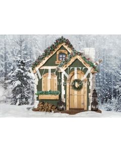 Photography Background in Fabric Christmas House / Backdrop 1936