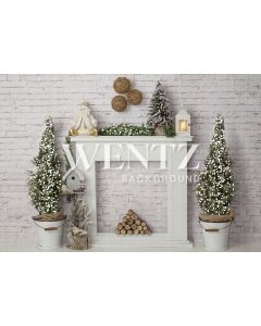 Photography Background in Fabric Christmas Fireplace / Backdrop 1942