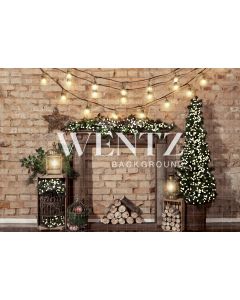Photography Background in Fabric Christmas Fireplace / Backdrop 1964