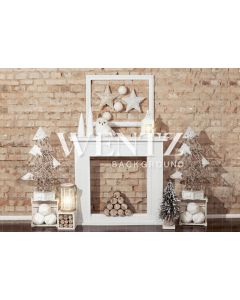 Photography Background in Fabric Christmas Fireplace / Backdrop 1965