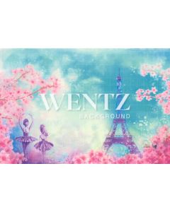 Photography Background in Fabric Paris Travel Ballerinas and Flowers Newborn / Backdrop 2063