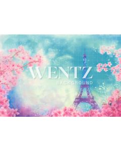 Photography Background in Fabric Paris Travel and Flowers Newborn / Backdrop 2064