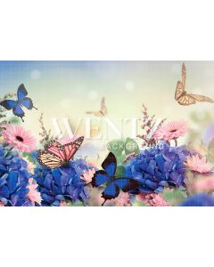 Photography Background in Fabric Butterflies and Flowers / Backdrop 2093
