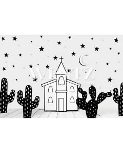 Photography Background in Fabric Church and Cactus / Backdrop 2104