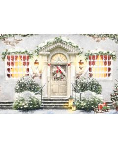Photography Background in Fabric Christmas Facade and Door / Backdrop 2113