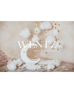 Photography Background in Fabric Moon Stars and Clouds / Backdrop 2123