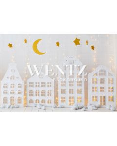 Photography Background in Fabric Christmas Village with Stars / Backdrop 2152