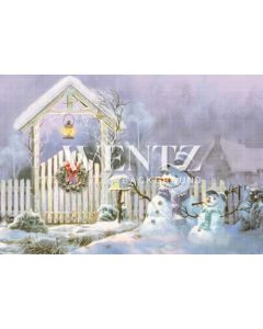 Photography Background in Fabric Christmas Scenario with Snowman / Backdrop 2153