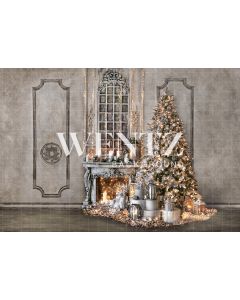 Photography Background in Fabric Christmas Room with Fireplace / Backdrop 2173