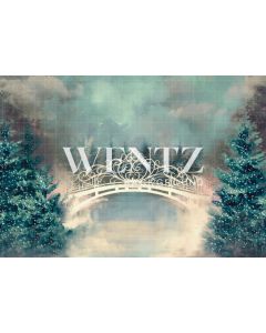 Photography Background in Fabric Bridge with Pine Trees / Backdrop 2178