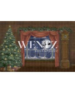 Photography Background in Fabric Christmas Room with Window / Backdrop 2182