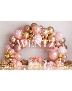 Photography Background in Fabric Scenarios Pink and Gold Balloon / Backdrop 2208