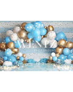 Photography Background in Fabric Scenarios Blue Golden Balloon Newborn / Backdrop 2209